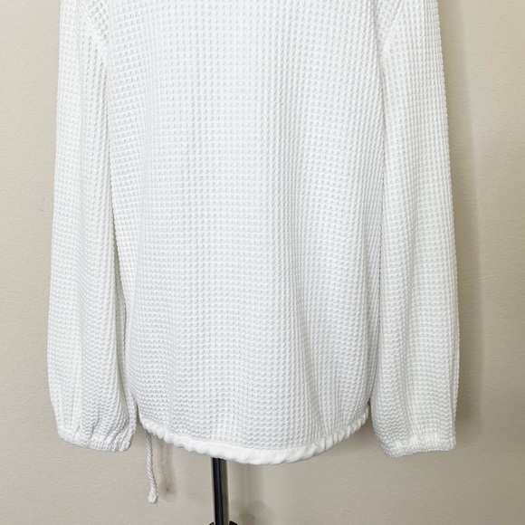 Faherty Echo Thermal Mock Neck Pullover Sweater White - Picture 11 of 15